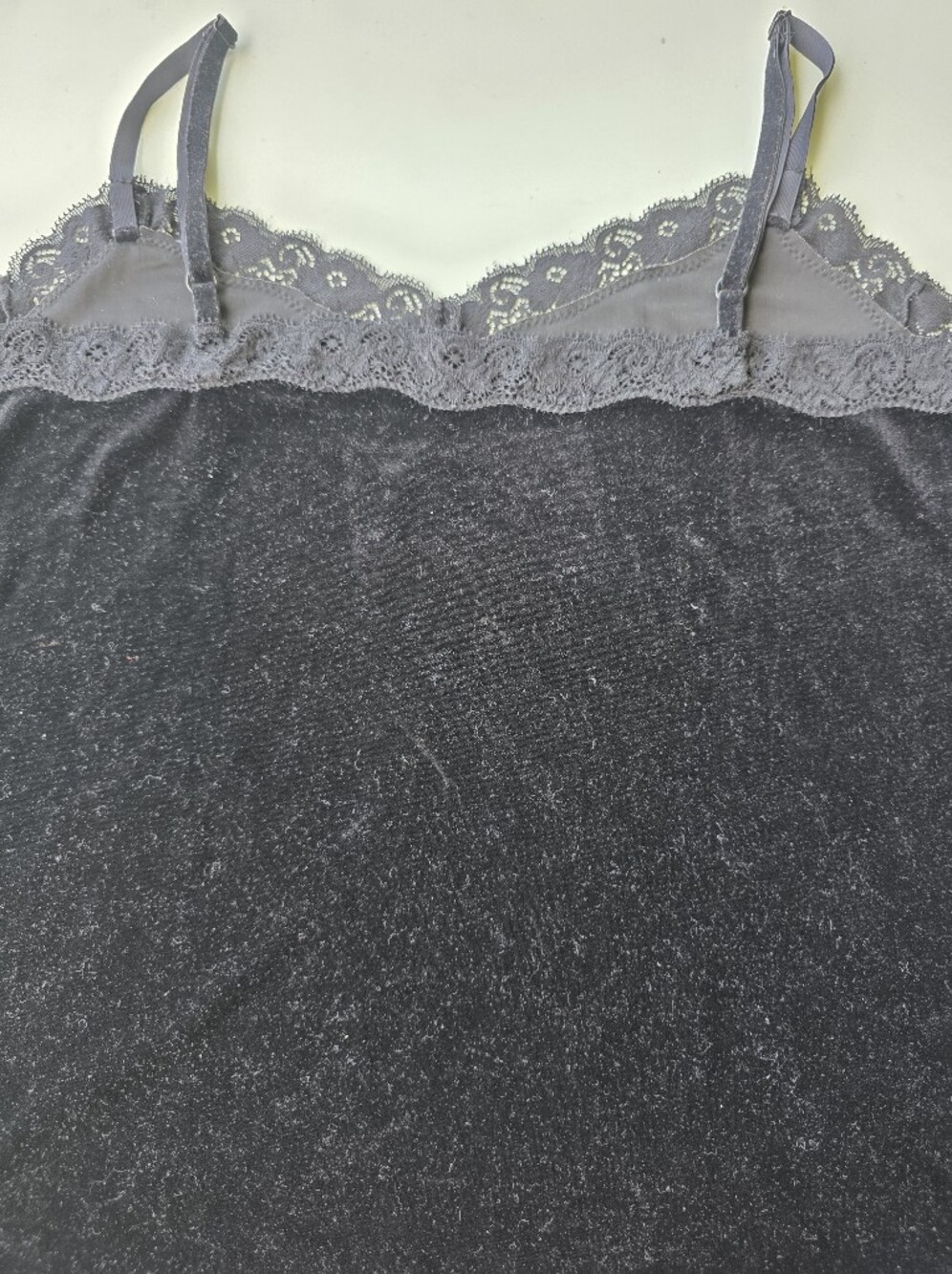 Coldwater Creek Black Velvet Lace Trim Cami Tank Top Women's Large Y2k - Picture 9 of 12